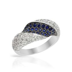 1.17 CTW Sapphire & Diamond Ring 14K White Gold - REF-75R2K