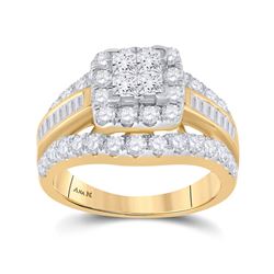 Princess Diamond Cluster Bridal Wedding Engagement Ring 2 Cttw 14kt Yellow Gold - REF-155N5F