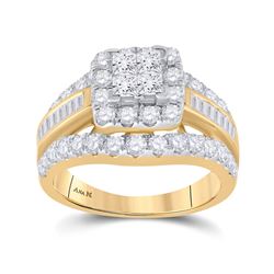 Princess Diamond Cluster Bridal Wedding Engagement Ring 2 Cttw 14kt Yellow Gold - REF-155N5F