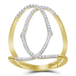 Womens Round Diamond Negative Space Band Ring 1/3 Cttw 10kt Yellow Gold - REF-17A5M