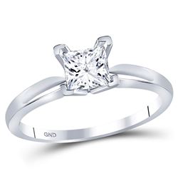 Womens Princess Diamond Solitaire Bridal Wedding Engagement Ring 7/8 Cttw 14kt White Gold - REF-177F