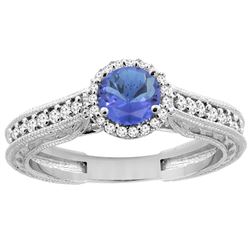 1.08 CTW Tanzanite & Diamond Ring 14K White Gold - REF-63K4W