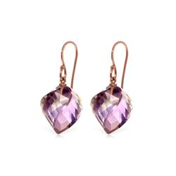 Genuine 21.5 ctw Amethyst Earrings 14KT Rose Gold - REF-36A9K