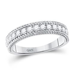 Womens Round Diamond Rope Band Ring 1/2 Cttw 14kt White Gold - REF-39M5H