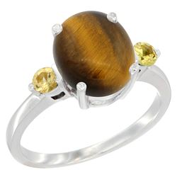 2.54 CTW Tiger Eye & Yellow Sapphire Ring 10K White Gold - REF-22K4W