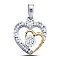 Womens Round Diamond Heart Pendant 1/6 Cttw 10kt Two-tone Gold - REF-10K5Y