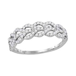 Womens Round Diamond Fashion Band Ring 3/8 Cttw 10kt White Gold - REF-27H9R