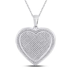 Womens Round Diamond Composite Heart Pendant 1 Cttw 10kt White Gold - REF-60R9X