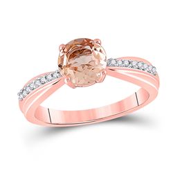 Womens Round Morganite Diamond Solitaire Ring 7/8 Cttw 10kt Rose Gold - REF-27H9R