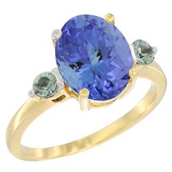 2.63 CTW Tanzanite & Green Sapphire Ring 14K Yellow Gold - REF-63V7R