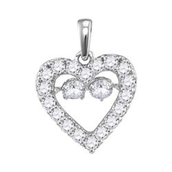 Womens Round Diamond Moving Twinkle Heart Pendant 1/2 Cttw 10kt White Gold - REF-32K5Y