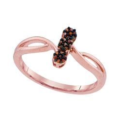 Womens Round Red Color Enhanced Diamond Band Ring 1/20 Cttw 10kt Rose Gold - REF-10R9X