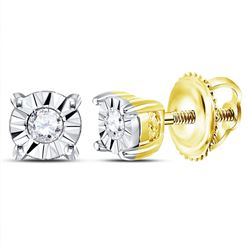 Womens Round Diamond Solitaire Illusion Earrings 1/20 Cttw 10kt Yellow Gold - REF-6R5X