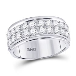 Womens Round Diamond Double Row Band Ring 1 Cttw 10kt White Gold - REF-74A9M