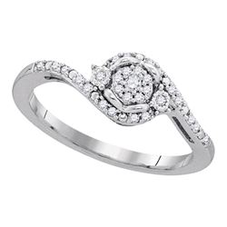 Womens Round Diamond Cluster Ring 1/8 Cttw 10kt White Gold - REF-15F5W