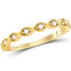 Womens Round Diamond Twist Stackable Band Ring 1/10 Cttw 14kt Yellow Gold - REF-16K9Y