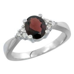 1.06 CTW Garnet & Diamond Ring 14K White Gold - REF-36F9N