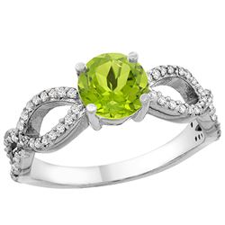 1 CTW Peridot & Diamond Ring 10K White Gold - REF-49Y6V