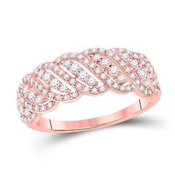 Womens Round Diamond Timeless Anniversary Ring 5/8 Cttw 14kt Rose Gold - REF-34W5K