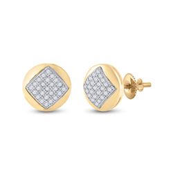 Womens Round Diamond Cluster Earrings 1/6 Cttw 10kt Yellow Gold - REF-12N9F