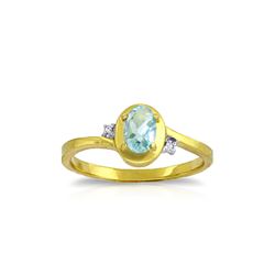 Genuine 0.51 ctw Aquamarine & Diamond Ring 14KT Yellow Gold - REF-27W3Y