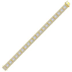 Mens Round Diamond Cluster Link Bracelet 10-3/4 Cttw 10kt Yellow Gold - REF-659F5W