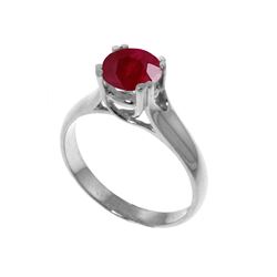 Genuine 1.35 ctw Ruby Ring 14KT White Gold - REF-61Z2N