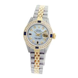 Rolex Pre-owned 26mm Womens Custom Light Blue Two Tone - REF-530W2Y