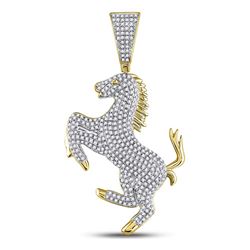 Mens Round Diamond Pony Horse Charm Pendant 1 Cttw 10kt Yellow Gold - REF-63M9H