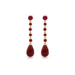 Genuine 31.6 ctw Ruby Earrings 14KT Yellow Gold - REF-55F2Z