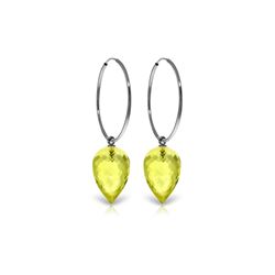 Genuine 18 ctw Quartz Lemon Earrings 14KT White Gold - REF-32N4R