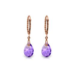 Genuine 6 ctw Amethyst Earrings 14KT Rose Gold - REF-30W6Y