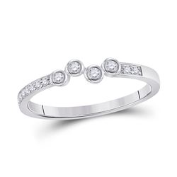 Womens Round Diamond Stackable Band Ring 1/5 Cttw 10kt White Gold - REF-18F9W