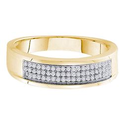 Mens Round Diamond Band Ring 1/5 Cttw 10kt Yellow Gold - REF-19W5K