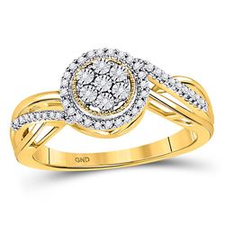 Womens Round Diamond Flower Cluster Ring 1/6 Cttw 10kt Yellow Gold - REF-17F5W