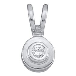 Womens Round Diamond Solitaire Circle Pendant .03 Cttw 10kt White Gold - REF-3R9X