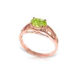 Genuine 1.15 ctw Peridot Ring 14KT Rose Gold - REF-32P3H