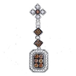 Womens Round Brown Diamond Fashion Pendant 1/2 Cttw 14kt Yellow Gold - REF-36F9W