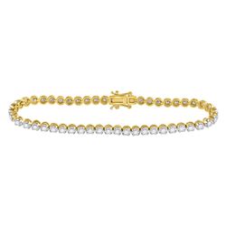 Womens Round Diamond Classic Tennis Bracelet 2 Cttw 14kt Yellow Gold - REF-142A5M