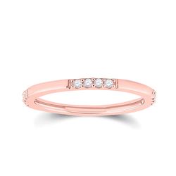 Womens Round Diamond Stackable Band Ring 1/10 Cttw 10kt Rose Gold - REF-10Y9N