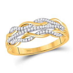 Womens Round Diamond Twist Band Ring 1/6 Cttw 10kt Yellow Gold - REF-14R9X