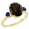 Image 1 : 2.64 CTW Quartz & Blue Sapphire Ring 14K Yellow Gold - REF-32A3X