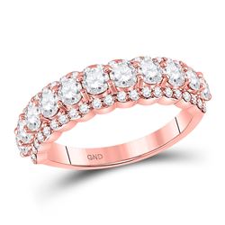 Womens Round Diamond Anniversary Band Ring 1-3/4 Cttw 14kt Rose Gold - REF-115Y9N