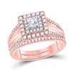 Image 1 : Princess Diamond Bridal Wedding Ring Band Set 1 Cttw 14kt Two-tone Gold - REF-102R9X
