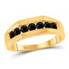 Image 1 : Mens Round Black Color Enhanced Diamond Wedding Band Ring 1 Cttw 10kt Yellow Gold - REF-29M9H
