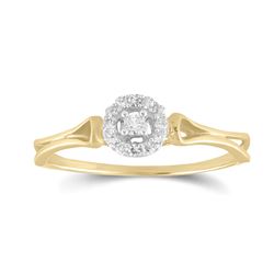 Womens Round Diamond Solitaire Promise Ring 1/10 Cttw 10kt Yellow Gold - REF-12N5F