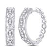 Image 1 : Womens Round Diamond Milgrain Hoop Earrings 1/2 Cttw 14kt White Gold - REF-46K5Y