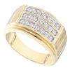 Image 1 : Mens Round Diamond Triple Row Band Ring 1/2 Cttw 10kt Yellow Gold - REF-36K5Y