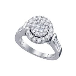 Princess Round Diamond Bridal Wedding Engagement Ring 1 Cttw 14kt White Gold - REF-100R5X