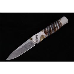 Tesoro Damascus Titanium Mammoth Tooth Knife